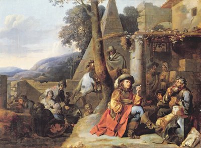 Böhmen und Soldaten bei der Rast von Sébastien Bourdon
